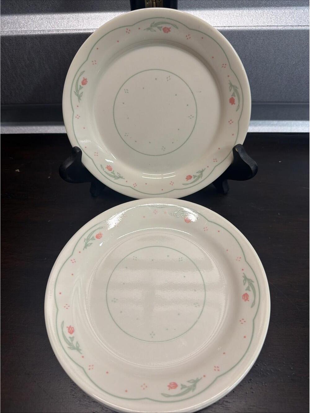 VTG Corelle  CALICO ROSE Set of 8 Salad - Bread & Butter Plates 7 1/4"